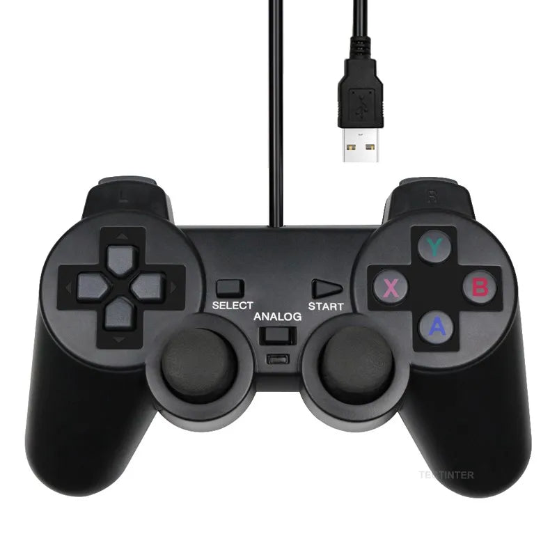 Manette de jeu filaire USB pour WinXP/Win7/Win8/Win10, Joypad pour PC Windows, ordinateur portable, Joystick de jeu noir