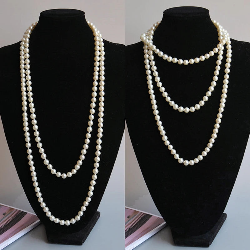 2025 nouvelle mode femmes bijoux perle collier de perles longue chaîne de pull collier pour femmes robe accessoires cadeau pour fille mère