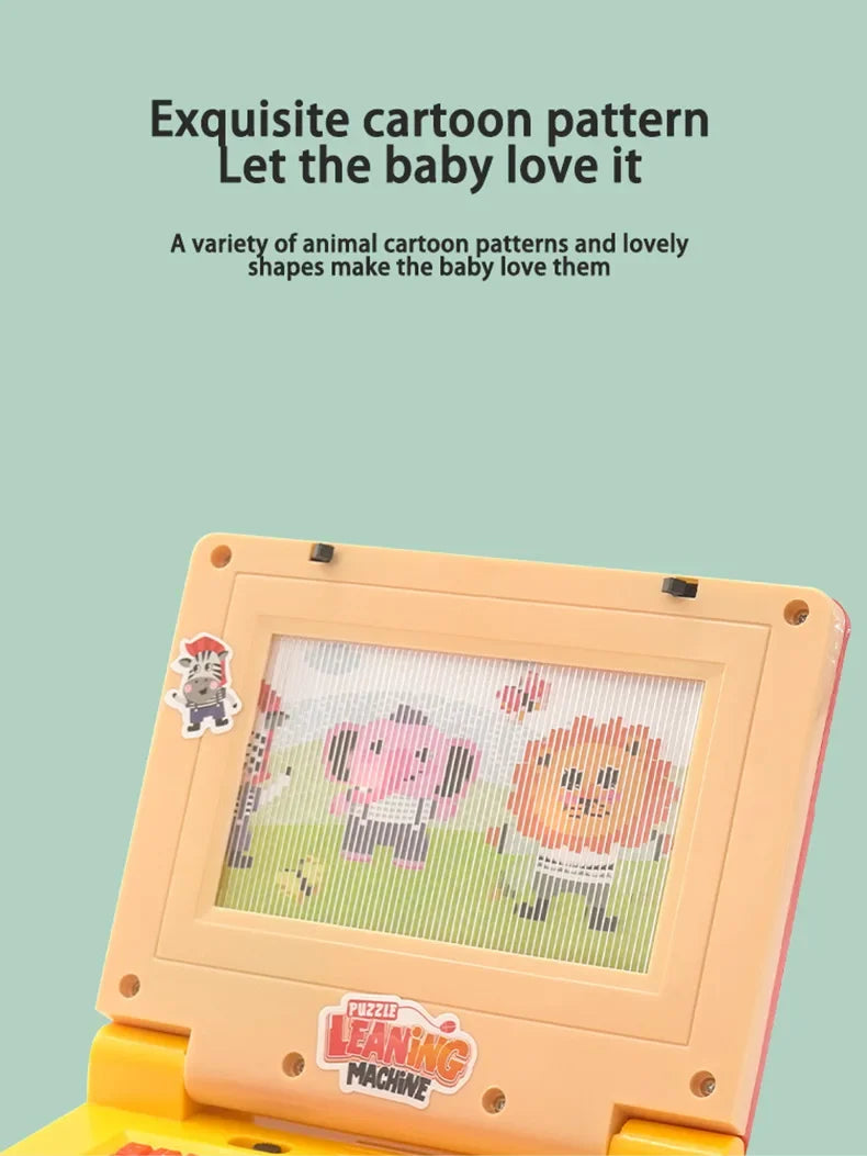 Machine d'apprentissage de Puzzle pour tout-petits, faux ordinateur portable de dessin animé avec musique légère, souris, Simulation d'ordinateur, jouets éclairants, cadeaux pour enfants