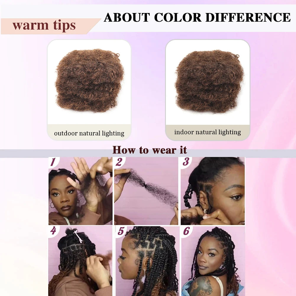 Extensions de cheveux afro crépus en vrac, 100% cheveux humains, tresses sales reggae, cheveux brésiliens naturels au crochet, dreadlocks, 4 #