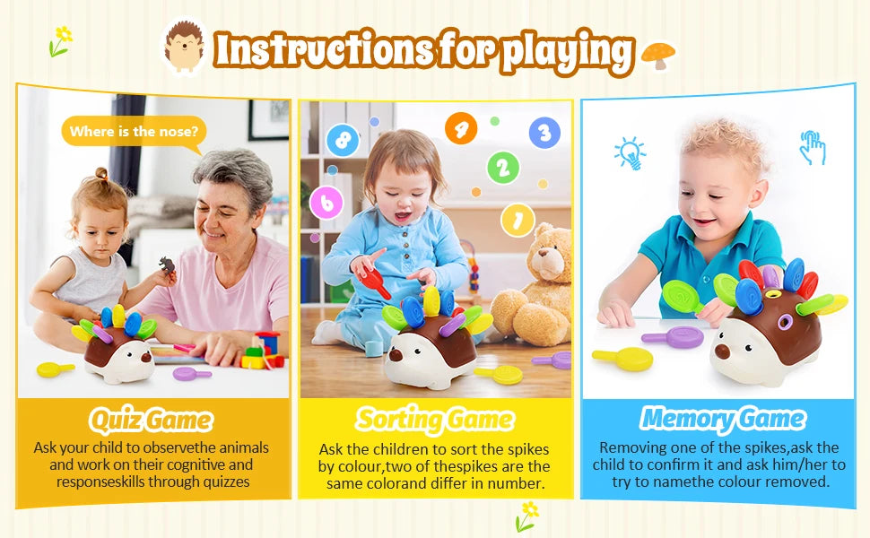 Jouets sensoriels hérisson pour tout-petits, jouets à motricité Fine Montessori, jouets éducatifs de voyage sensoriels pour bébés âgés de 1 2 3 4 ans