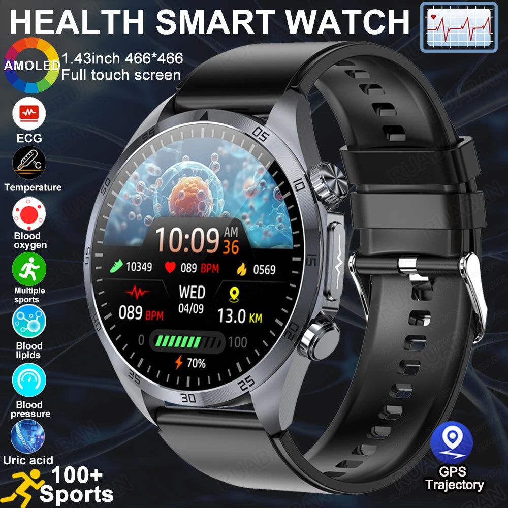 2025 nouvelle montre intelligente hommes pour huawei pression artérielle santé montre CES sommeil pulsé thérapeutique acide urique lipides sanguins graisse corporelle