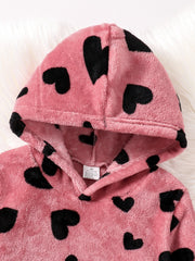 Spring and winter girls' casual home fashion 2-piece micro stretch warm comfortable love plush hooded top + stretchy tight pants