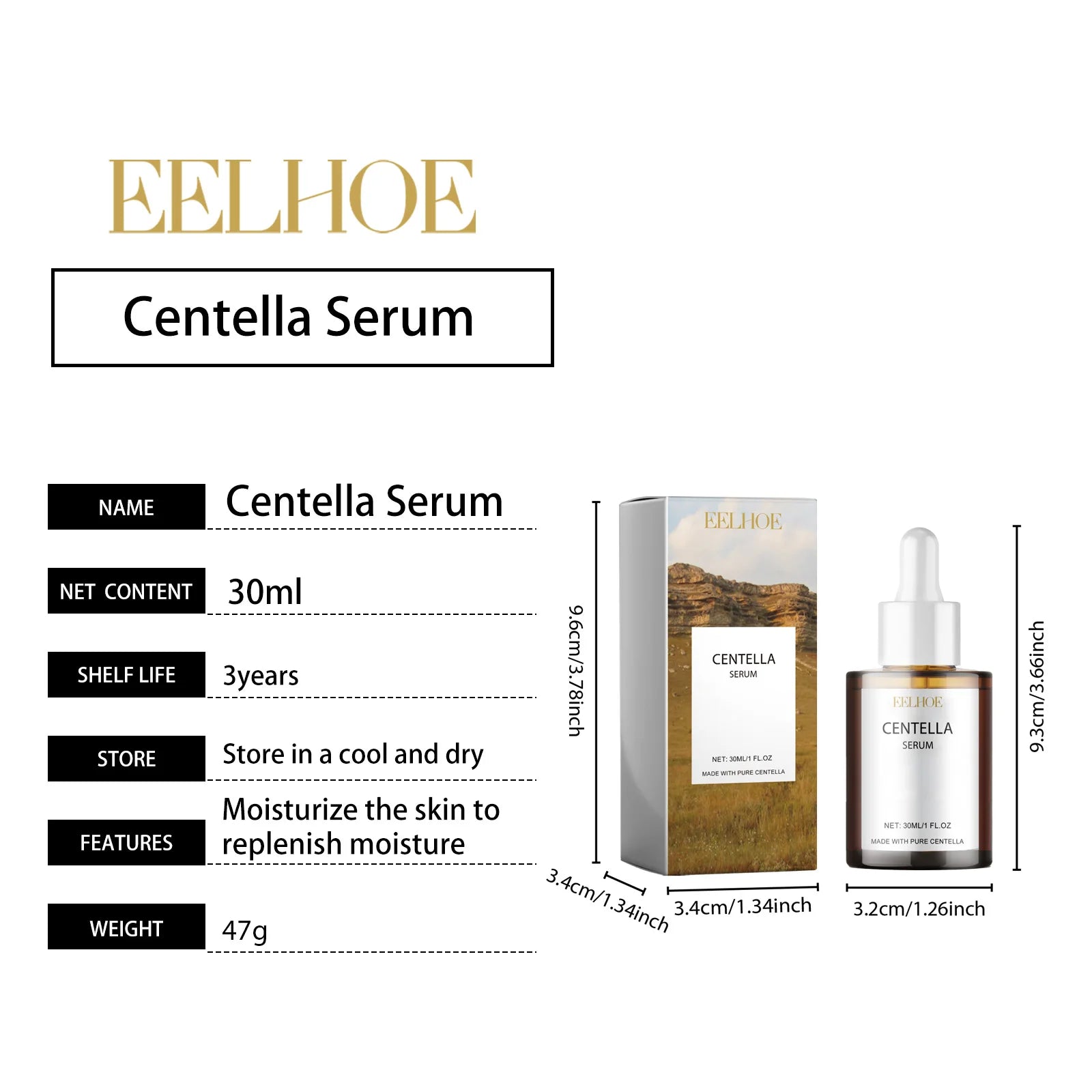 Centella Asiatica sérum 30ml soin de la peau coréen pour le visage hydratant apaisant soulagement des rougeurs Essence visage sensible végétalien soin de la peau