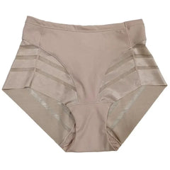 Slip taille haute sans couture pour femmes, maille transparente, haute élasticité, contrôle du ventre, sous-vêtements en soie glacée, Lingerie Sexy