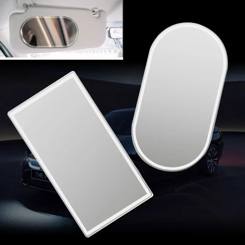 Miroir de maquillage de voiture en acier inoxydable, Portable, pare-soleil automatique, miroirs HD, miroir intérieur de voiture, style universel