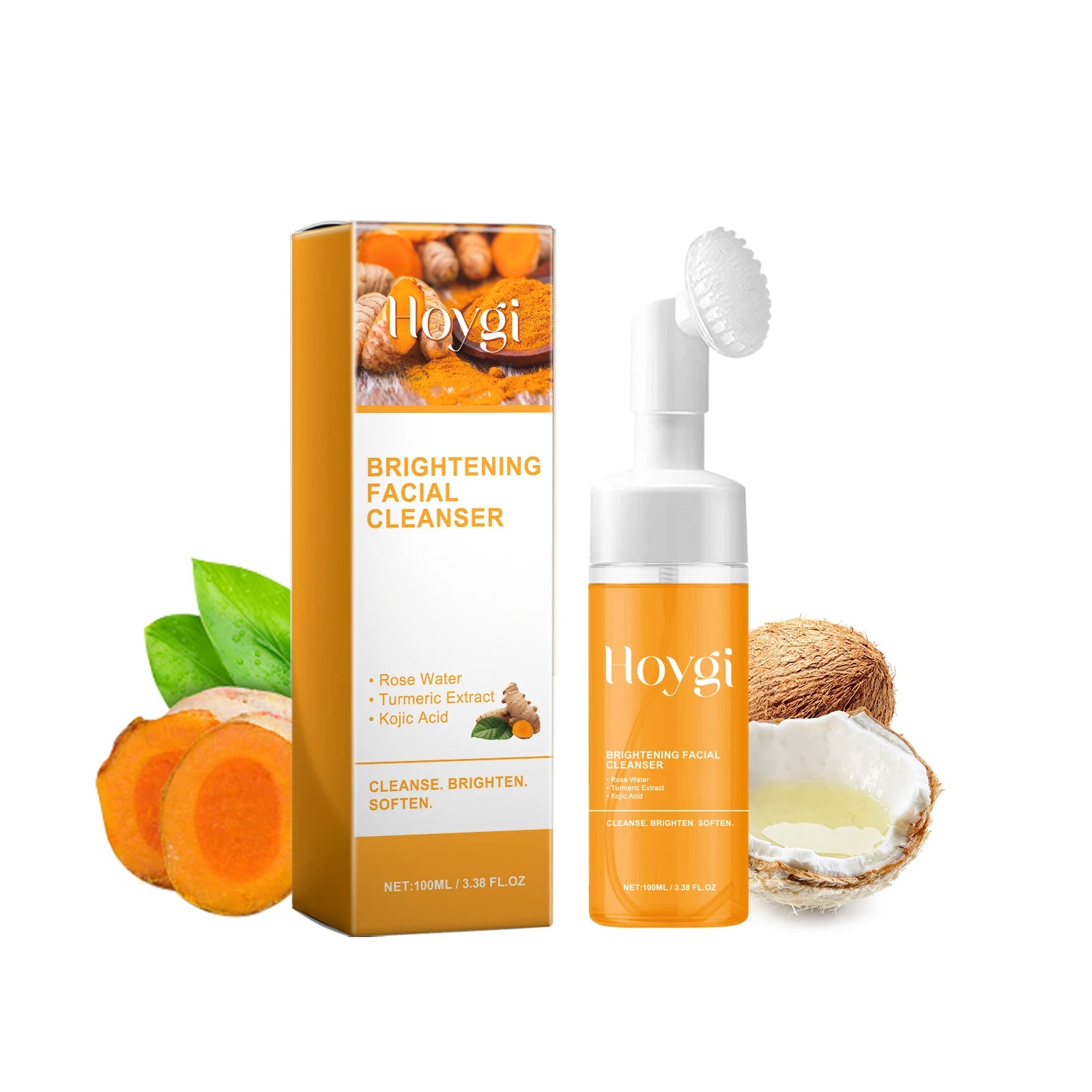 Nettoyant au curcuma, nettoyage en profondeur, acide kojique, dissolvant de points noirs, nettoyage de la peau, contrôle de l'huile, estompe les marques d'acné, mousse éclaircissante