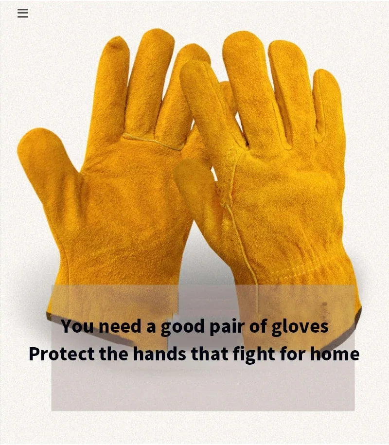 Gants de travail en cuir de vache souple pour hommes, pour conducteur, chasse, conduite, ferme, jardin, soudage, Protection de sécurité, gant de mécanicien