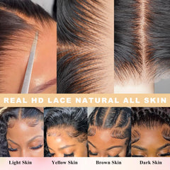 Glueless wigs, pre-plucked pre-cut human hair, loose deep wave lace wig, large wave long curly hair, synthetic headband