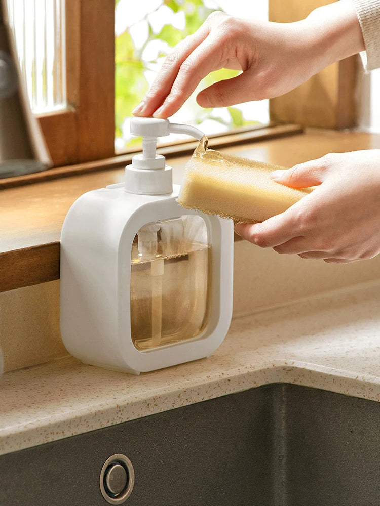 Bouteille distributrice de savon de grande capacité, bouteille de presse en plastique transparent et visible, adaptée aux voyages, à la cuisine, à la salle de bain