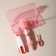 Ensemble de nettoyage de biberons 4 en un, brosse à sucette portable en Silicone, brosse en paille, rinçage de biberon rotatif à 360 degrés