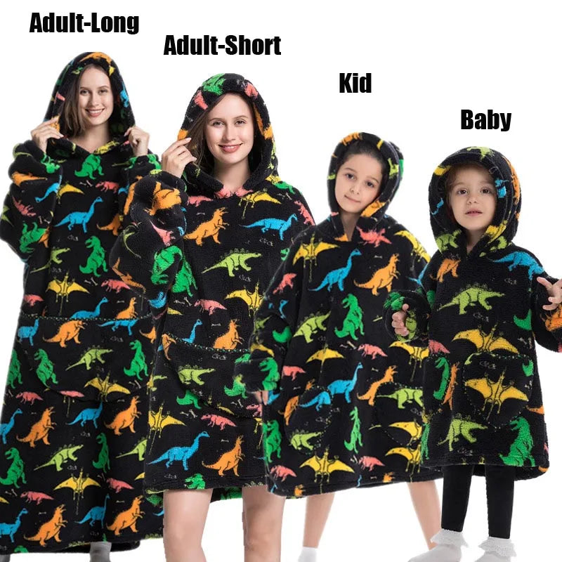 Sweat-shirt à capuche d'hiver pour femmes et hommes, pull polaire géant TV, couverture surdimensionnée avec manches, vêtements citrouille d'halloween pour adultes