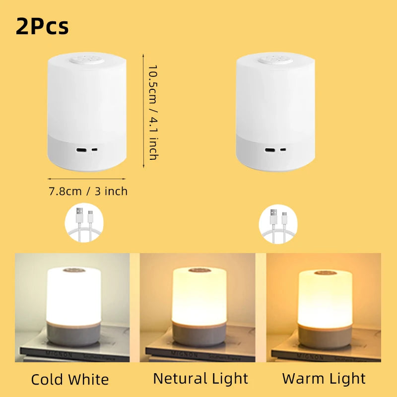 Veilleuse LED à capteur tactile pour enfants, lumière à intensité variable en continu, à côté de la lampe, chargement USB, lampe de table, veilleuse pour bébé, chambre à coucher