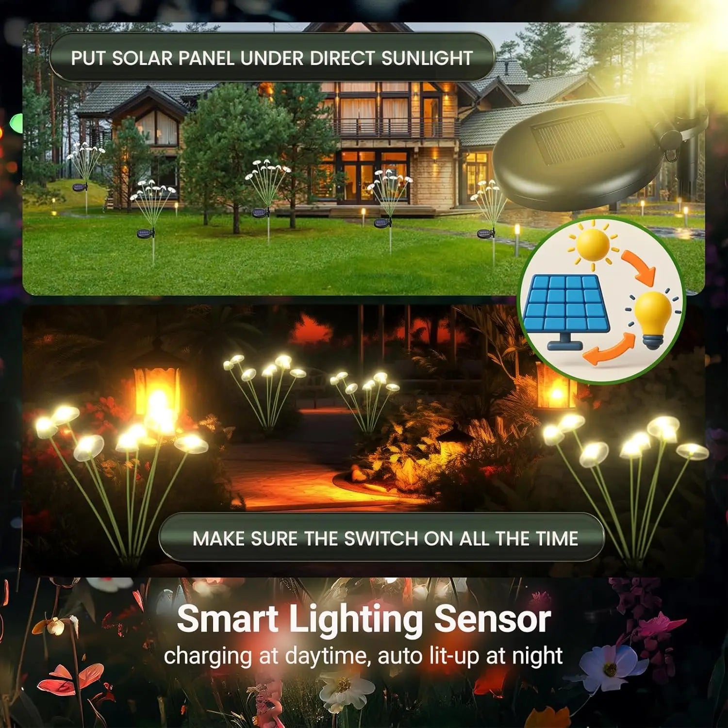 Dual Mode LED Solar Garden Lights, Mushroom-Shaped Waterproof Garden Patio Path Jellyfish Design for Garden Ambiance