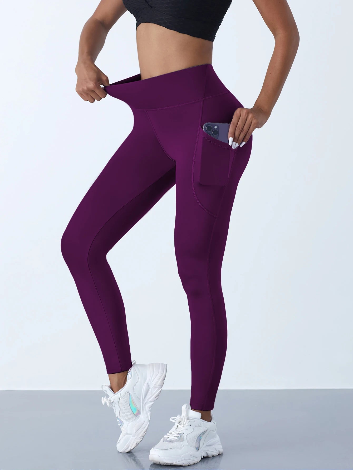 Leggings taille haute pour femmes, pantalons de Yoga extensibles, collants avec poches, Push Up, Fitness, course à pied, vêtements de sport, pantalons de couleur unie, nouvelle collection