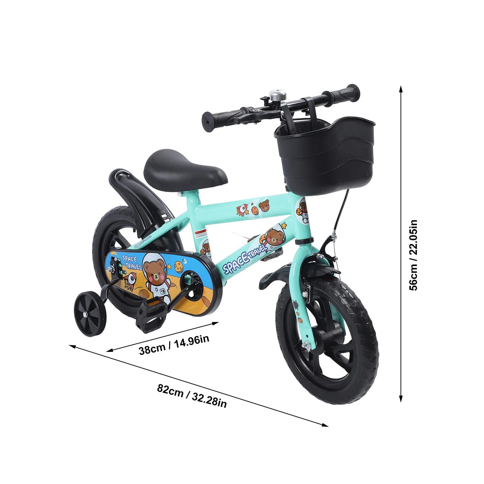 12-inch children's bicycle, stable ride, high-carbon steel frame, baby bike with training wheels for children aged 2 to 6 years
