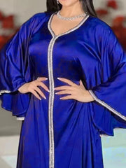 Jalabiya-Robe musulmane élégante pour femmes, caftan moyen, ceinture, Eid, Dubaï, Abaya islamique, Turquie, robes de soirée, Ramadan Abayas