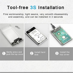 Boîtier de disque dur USB 3.0, boîtier de disque dur SATA SSD de 2.5 pouces avec vitesse de transfert de 5Gbps, boîtier externe Mobile, câble de boîtes de disque dur