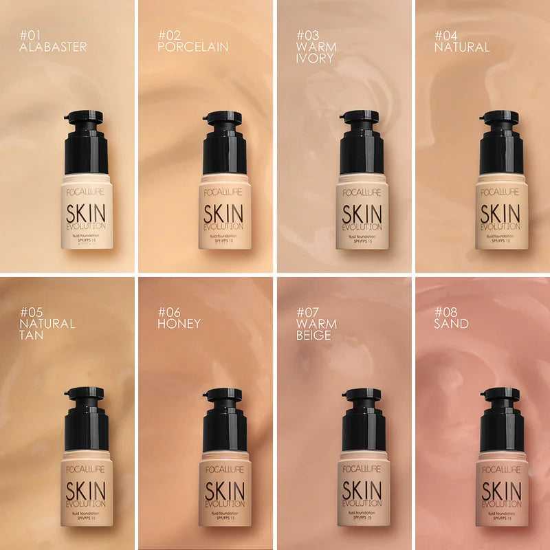 Focallure Base visage liquide fond de teint crème couverture complète correcteur contrôle de l'huile fond de teint hydratant crème maquillage pour les femmes
