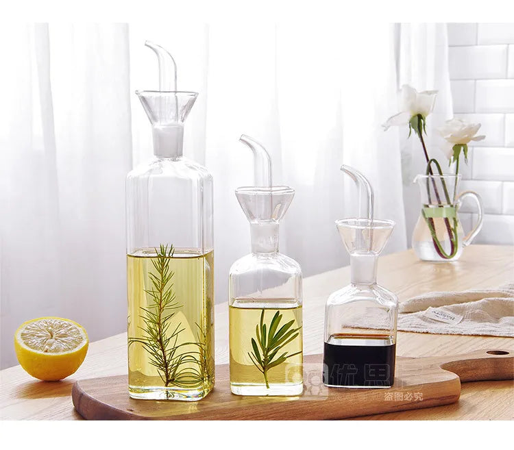 Pot d'huile en verre à haute teneur en Borosilicate, Pots d'huile et de vinaigre anti-fuite pour la cuisine, Pot de Sauce soja, réservoir d'huile, bouteille d'huile d'assaisonnement