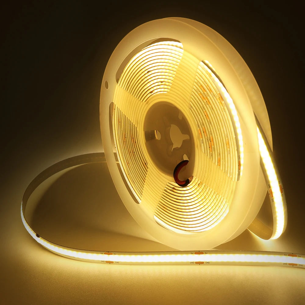 5V USB LED Strip Light, 320 LEDs/M COB, Dimmable Touch Sensor Switch/Push Switch, DIY, TV Mirror, Backlighting, Night Light for Room