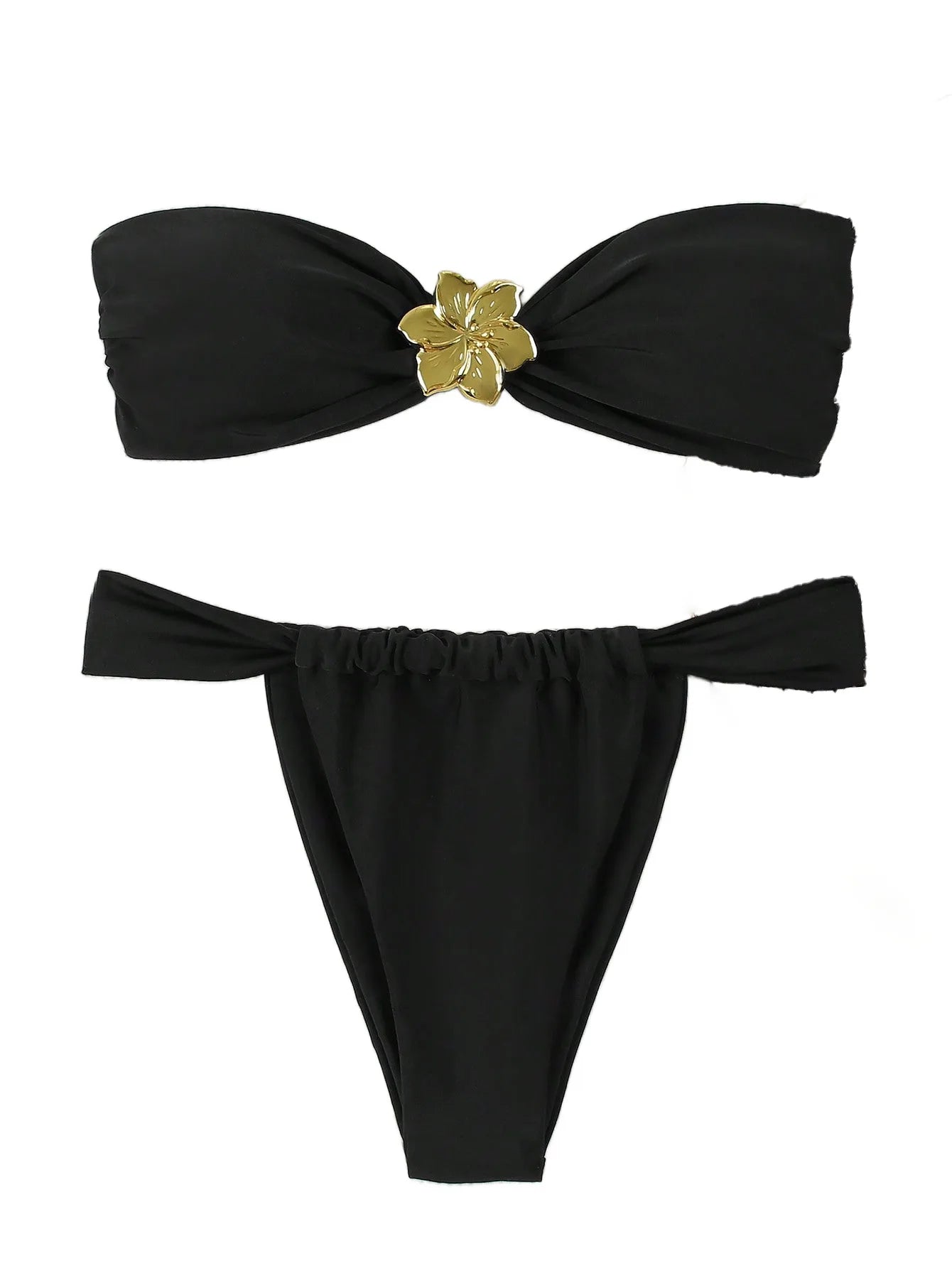 "2025 Sexy push-up bandeau bikini set - Brazilian string swimsuit for women" 