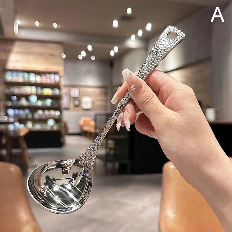 Cuillère à soupe en acier inoxydable, cuillère de grande capacité, vaisselle argentée polie miroir, vaisselle de cuisine pour la maison
