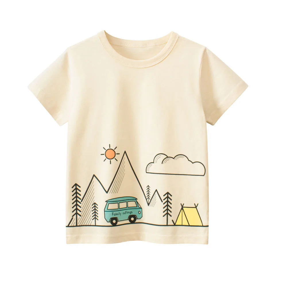 Vêtements d'été en coton pour bébés garçons et filles, t-shirt à manches courtes imprimé graffiti, haut pour enfants, tenue pour bébé, 2-8T