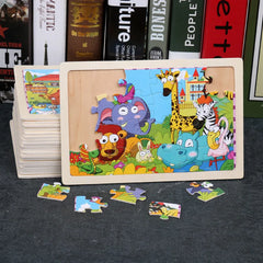 Nouveau 24 pièces Puzzles en bois enfants dessin animé Animal bois Puzzle jouets d'apprentissage éducatif précoce pour enfants cadeau