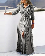Robe chemise décontractée pour femmes, col en v, imprimé irrégulier, fente, mi-longue, mode d'été élégante, plage, vacances, vêtements féminins