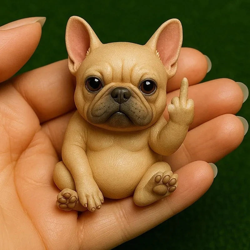 Funny Middle Finger Animal Statue, Mini Dog and Cat Figurine, Resin Desk Ornament, Highland Cattle Frog Sculpture for Office and Home