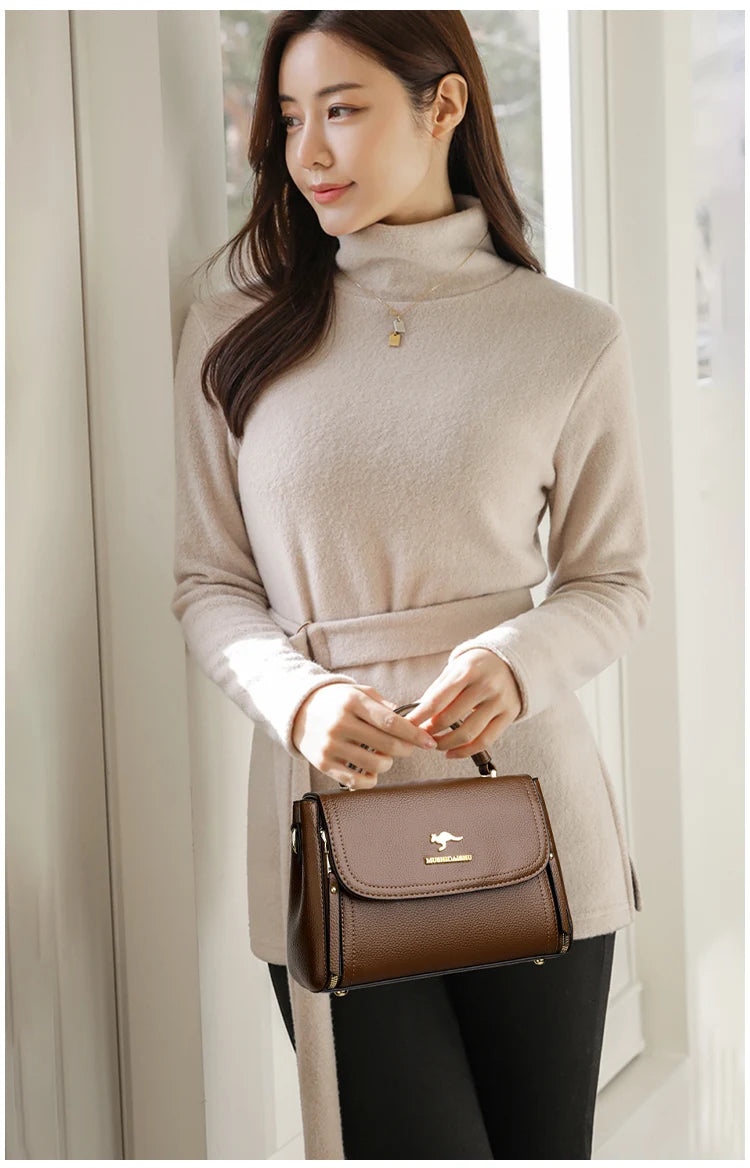 Women's soft leather top-handle bags, luxury design, insider messenger bags, high-quality handbags and purses, CommConsul Handbag 