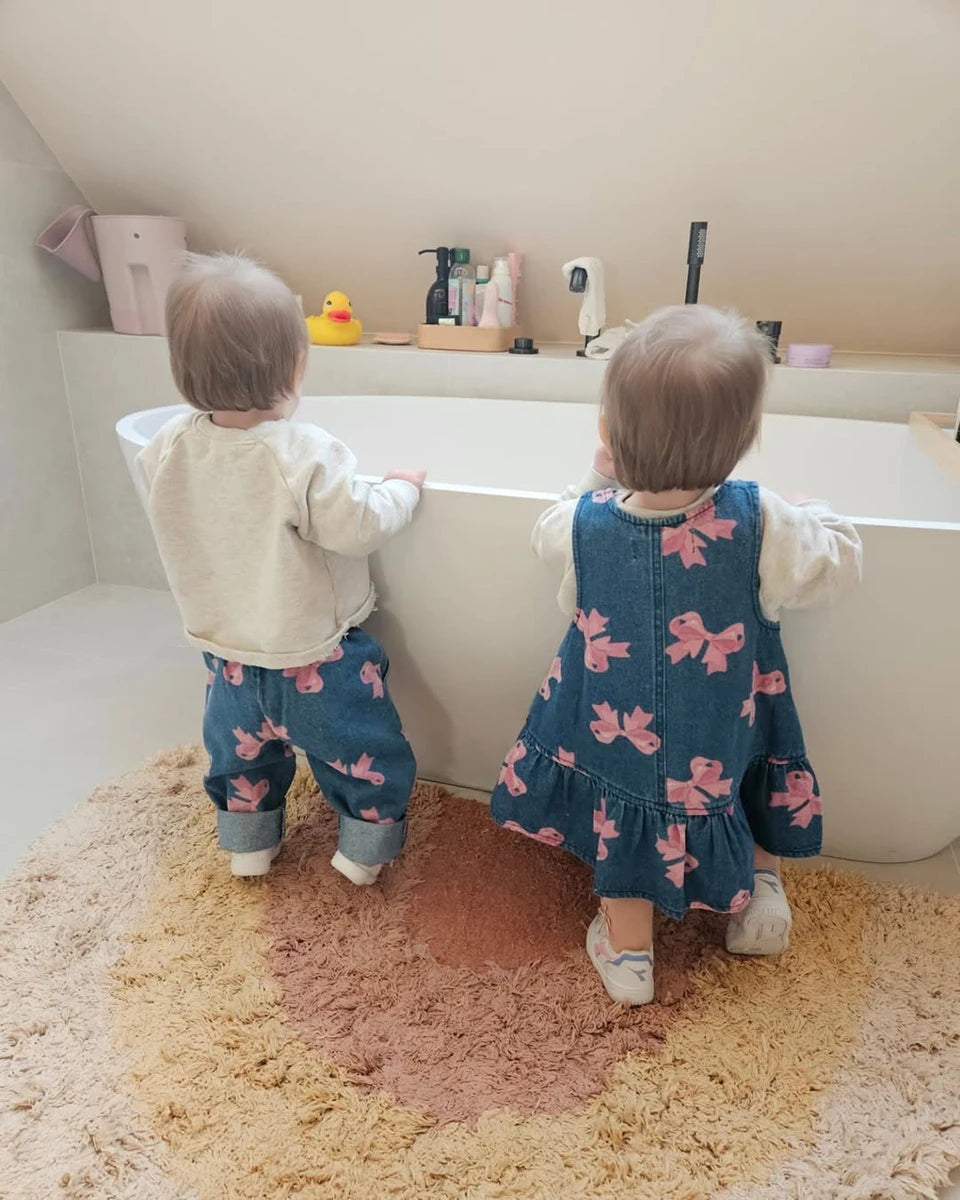 Robe imprimée mignonne pour filles, ensemble de vêtements pour tout-petits, veste à bretelles en jean, robes à enfiler en denim pour enfants, pantalons en jean combiné, marque KS, 2024