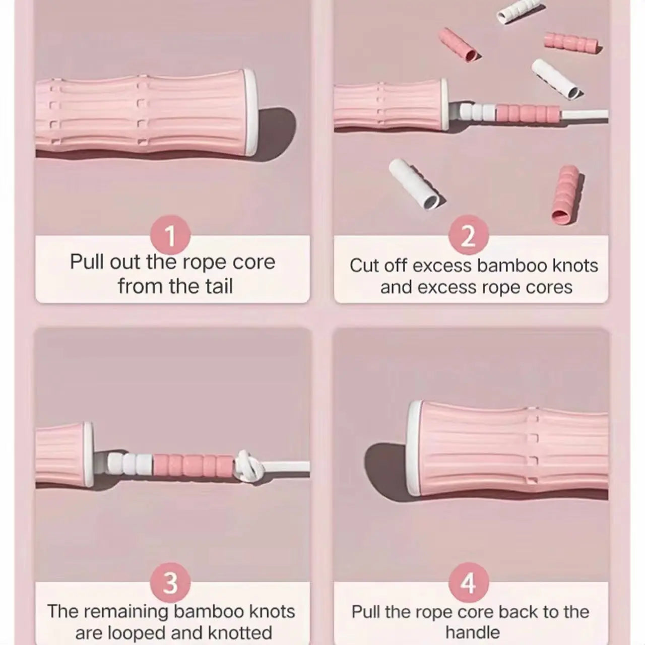 Corde à sauter de 2,8 mètres, conception réglable pour enfants et adultes sans enchevêtrements, corde à perles douces, longueur réglable pour débutant