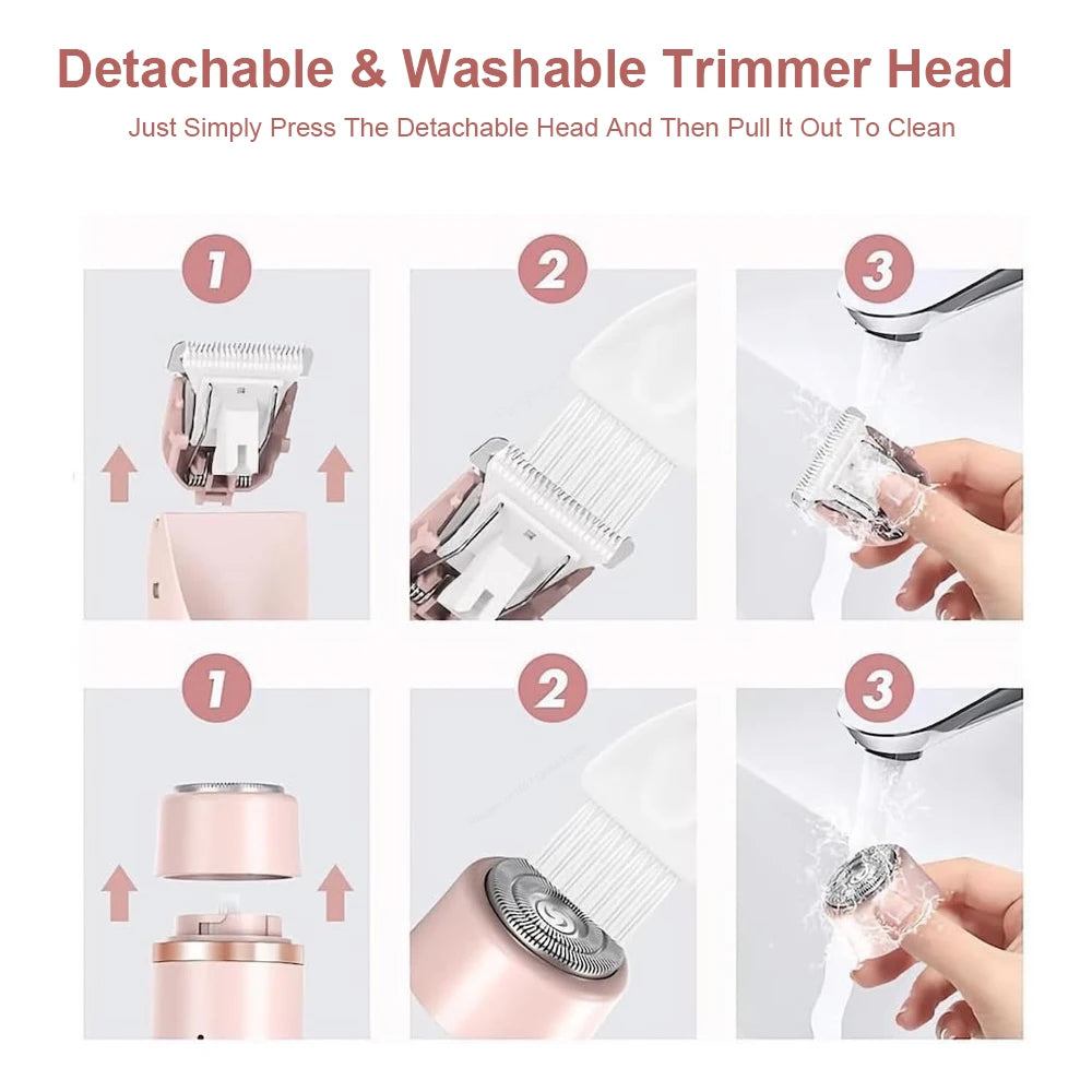2-in-1 Electric Shavers for Women, Bikini Trimmer, Facial Mustache Trimmer, for Ladies, Body, Underarms, Legs, Painless Portable Epilator