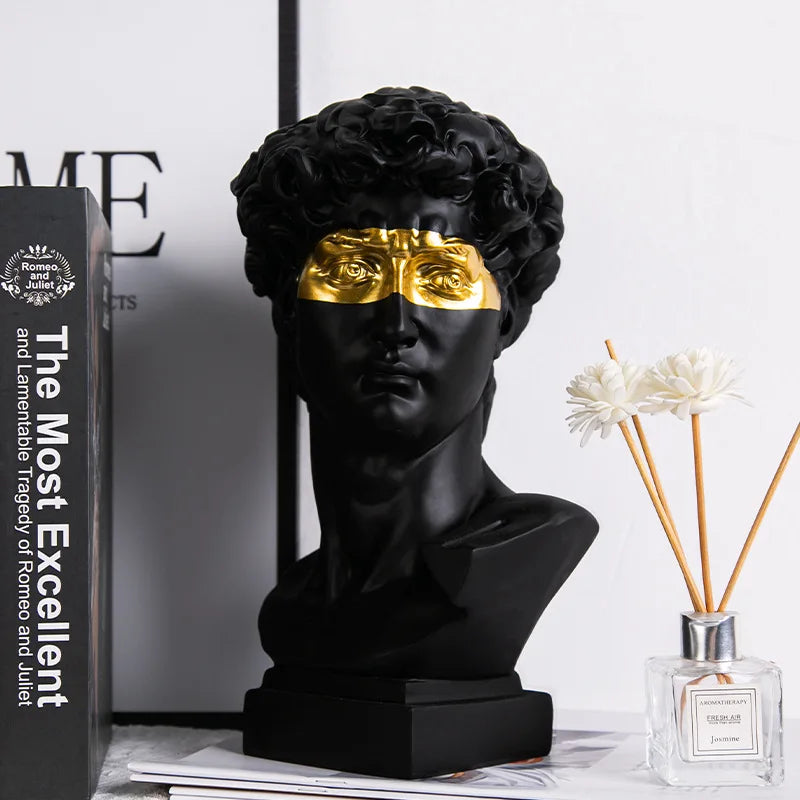 European home decor, David head resin statues, modern abstract art bust sculpture, practical sketch art
