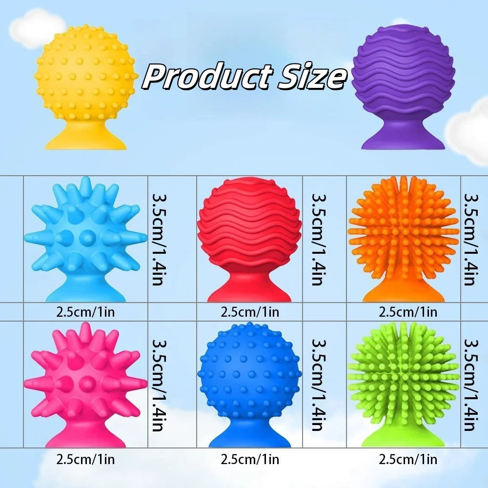 Ensemble de 8 jouets sensoriels souples en Silicone, avec ventouses texturées, jouets anti-Stress, cadeau d'activités