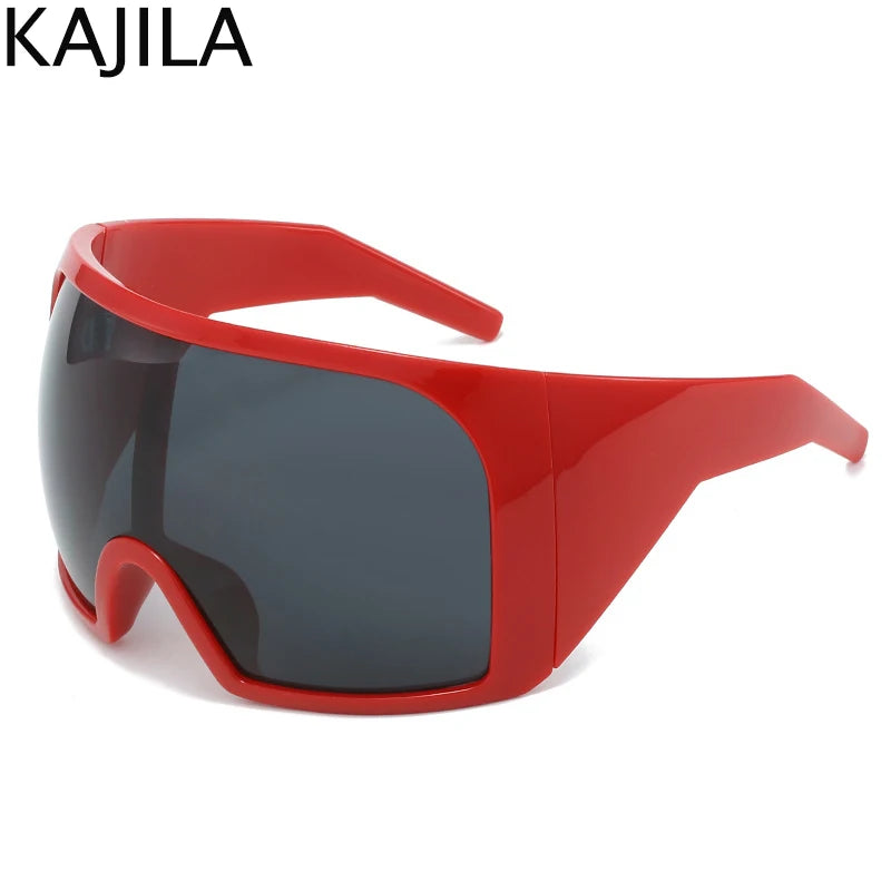 Lunettes de soleil surdimensionnées Punk Shield pour femmes et hommes, grande monture, marque de luxe, masque Steampunk, lunettes de sport pour dames, UV400, 2025