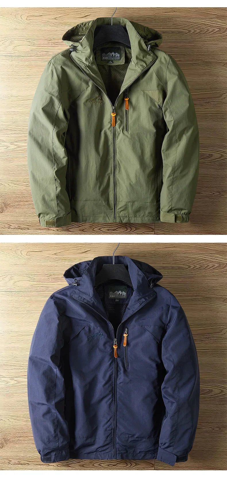 Men's casual outerwear jackets, spring and autumn fashion, slim fit, punch-hole jacket with hat, versatile men's streetwear