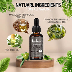 30ml 4 pièces ensemble d'huile de barbe parfumée produit moustaches hydratant croissance brillance lisse moustache adoucir renforcer l'huile de barbe pour hommes
