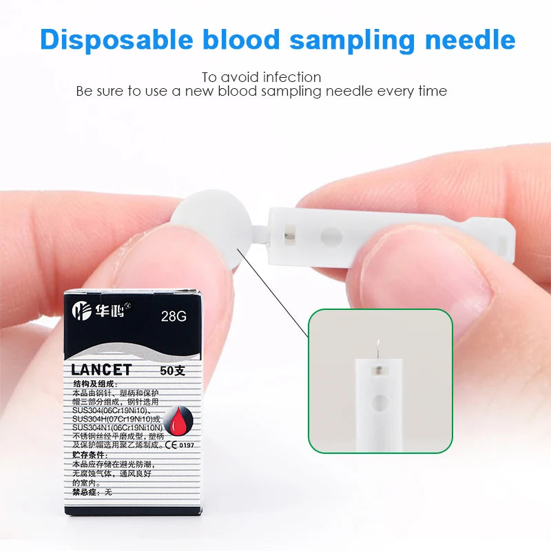 Kit de lancettes stériles pour stylo 28G, 50 pièces, aiguilles jetables pour mesurer le niveau du sucre dans le sang, accessoires médicaux pour le diabète