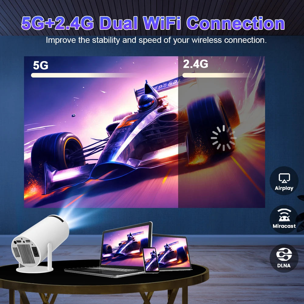 Transpeed-Projecteur portable AllwinnerH713, Android 11, WiFi 6, 260ANSI, 1280x720P, 4K, 180 °, BTpig flexible, Home Cinema, Extérieur, Provaincu