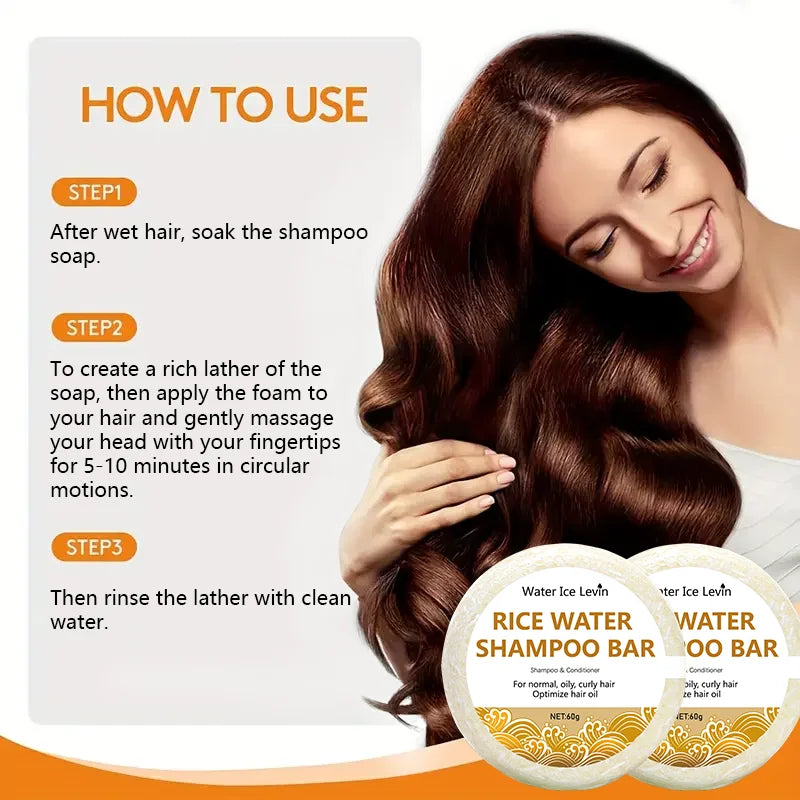 Shampoing au Riz Biologique de Regina, Barre de 60g, Sans Huile, Conditionnement, Eau, Nourrissant, Anti-perte, Croissance des Cheveux, 10000