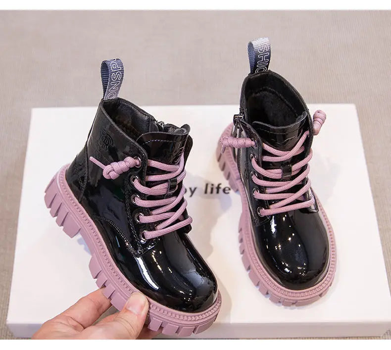 Bottes de neige imperméables pour enfants, style britannique, bottes de rinçage pour enfants, bottes chaudes pour garçons et filles, mode automne et hiver, 3 à 15 ans