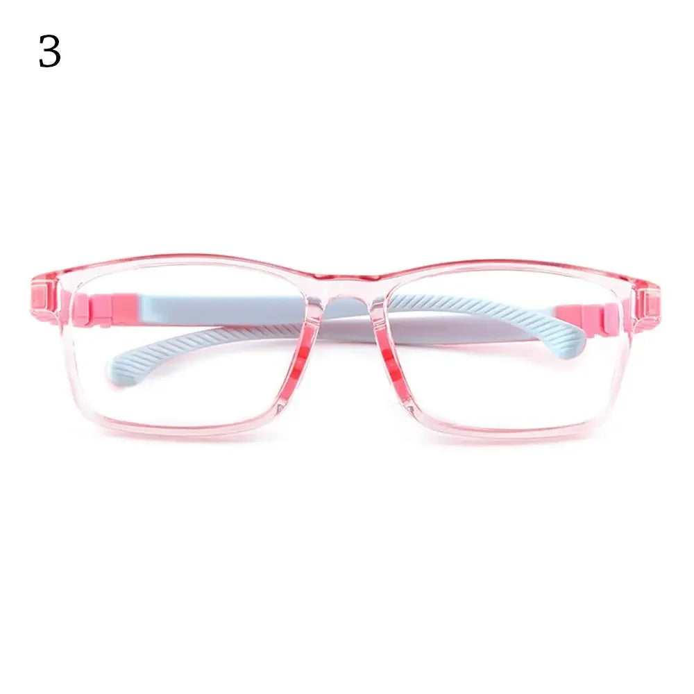 Children's blue light blocking glasses, silicone, for boys and girls, for computer use, ultra-lightweight, square, transparent