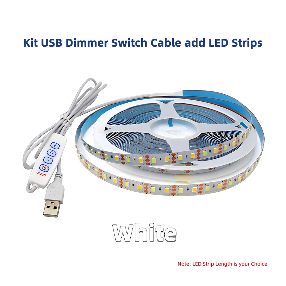 LED strip light kit for tourist information, flexible bar light, dimmer controller, USB, 0.5-5m, 5V, 120g/m, 3000K, 4000K, 6000K CCT, 4 buttons, 2m