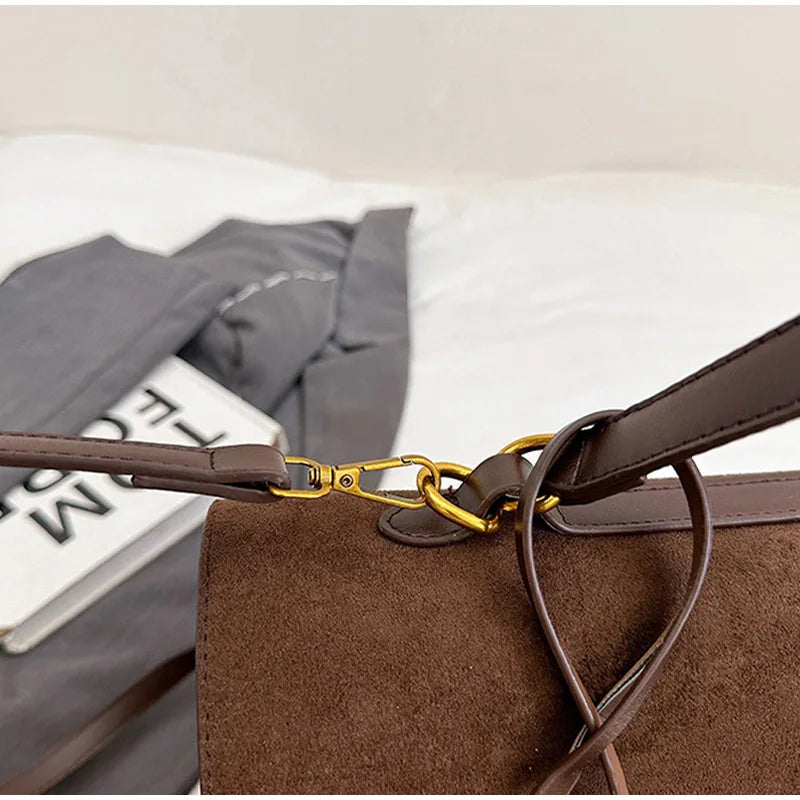 Sac à main de luxe pour femmes, café violet, marque avancée, Simple, fourre-tout en daim givré, sac à bandoulière de voyage pour banlieue