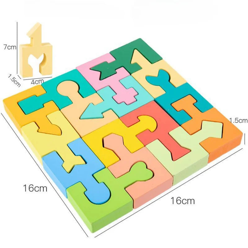 Puzzles en bois pour enfants, blocs de construction assemblés, jouets éducatifs, pensée logique, entraînement spatial, jouets Montessori