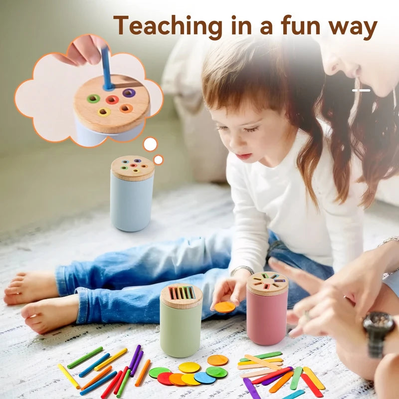Jouets en bois Montessori, tri des couleurs, jouets à motricité Fine, jouets sensoriels assortis, Puzzle éducatif précoce, cadeau pour tout-petits