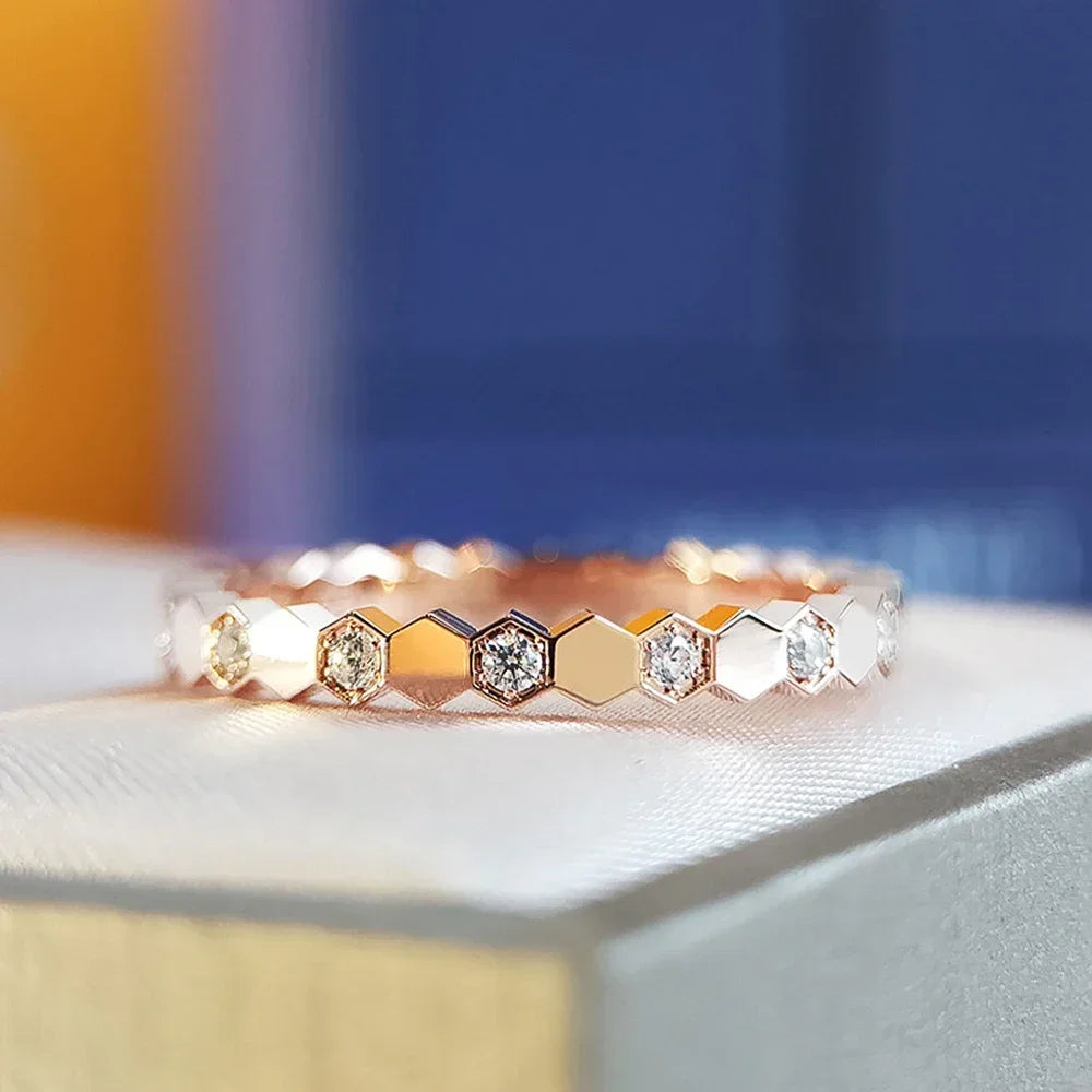 Bagues de fiançailles pour femmes, Design Simple, à la mode, pour mariage, couleur or Rose/argent, bijoux